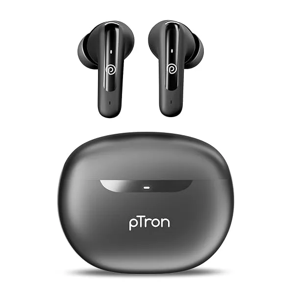 pTron Bassbuds Astra in-Ear TWS Earbuds w/Stereo Sound, 50Hrs Playtime, Stereo Calls, Custom EQ, Mobile App, BTv5.3 Headphones, Touch Control, Voice Assistant, Type C Charging & IP — Linkbiz SmartDeal's