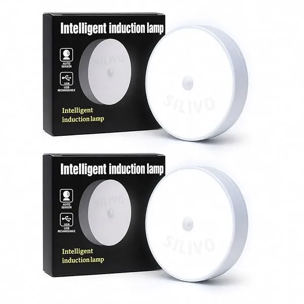 Motion Sensor LED Lamp USB Rechargeable Night Light (Pack of 2) - Wireless Magnetic Stick On Light for Cabinet, Wardrobe, Closet, Kitchen, Bedroom, Stairs, Hallway, Under Cabinet L — Linkbiz SmartDeal's