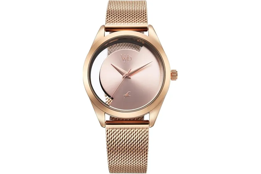 Fastrack Vyb Runway Quartz Analog Pink Dial Rose Gold Metal Strap Watch for Girls - FV60031WM01 — Linkbiz SmartDeal's