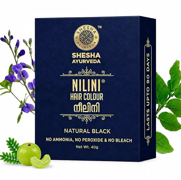 SHESHA AYURVEDA Nilini Hair Colour - Ayurvedic, No Ammonia, No Peroxide, No Perborates, No Bleach,Natural Black Colour (40g) — Linkbiz SmartDeal's