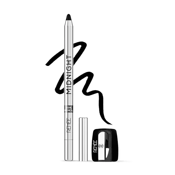 RENEE Midnight Kohl Kajal Pencil | Waterproof, Smudgeproof With Sharpener | 24 Hours Long Stay | Darkest Black | One Swipe Application | Vitamin E, Olive Oil and Castor Oil | Matte — Linkbiz SmartDeal's