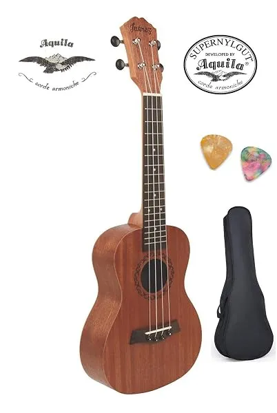 Juarez JRZ23UK/NA 23" Concert Size Ukulele Kit, AQUILA Strings, Sapele Body, Rosewood Fingerboard, Matte Finish, with Bag and Picks, Natural Brown — Linkbiz SmartDeal's