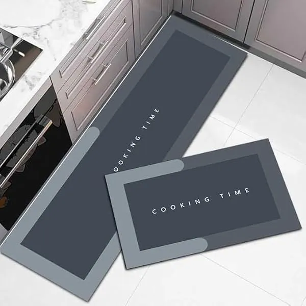 VERVENIX 2 Pcs Kitchen Mats Set – Waterproof Memory Foam Anti-Fatigue Mat Non-Slip Rug for Kitchen, Sink, Laundry & Home Office – 120x40 cm + 40x60 cm (Cooking Time Design) — Linkbiz SmartDeal's