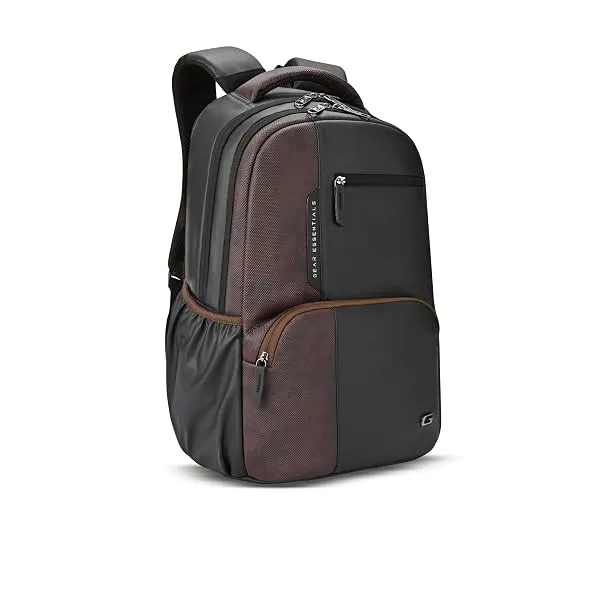 Gear Vintage 2 Faux Leather(Without Antitheft) 19"/34L Large Water Resistant Laptop Backpack/Casual Backpack/Daypack/Travel Backpack/College Bag For Men/Women(Black-Brown) — Linkbiz SmartDeal's