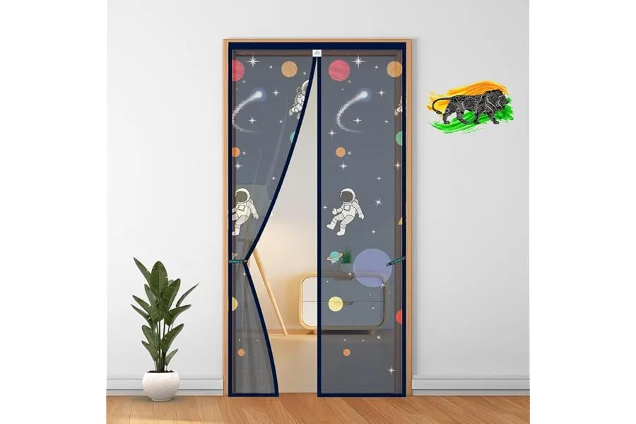 LifeKrafts Polyester Door Mosquito Net with Magnets | Color Planet Theme with Dark Blue Backgro — Linkbiz SmartDeal's