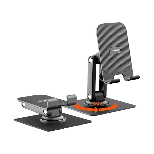 Ambrane 360° Rotation, Foldable Design Mobile Stand with Stable Metalic Round Base, Multip — Linkbiz SmartDeal's