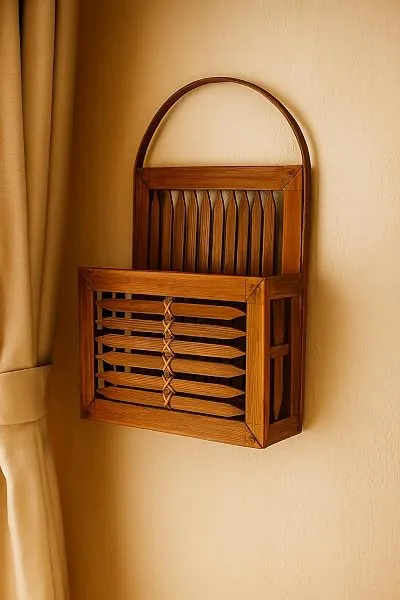 AB UNIQUE CREATION Bamboo Wall Hanging Letter Box Stand, Decorative Document Holder for Home and Office, 30 x 24 x 8 cm — Linkbiz SmartDeal's