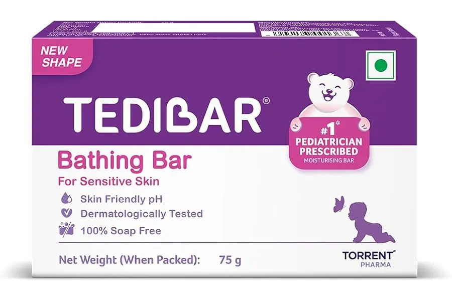 Tedibar Moisturising Baby Bathing Bar 75g (Pack of 1) 100% Soap Free No. 1* Pediatrician Prescr — Linkbiz SmartDeal's