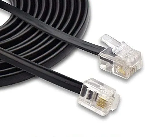 Telephone Cable Extension Cord 2 Pin, 1 Line Rj11 Male To Male Cable Line Or Landline, Phone, Modem Or Fax Machine (Black) (2 Meter) — Linkbiz SmartDeal's