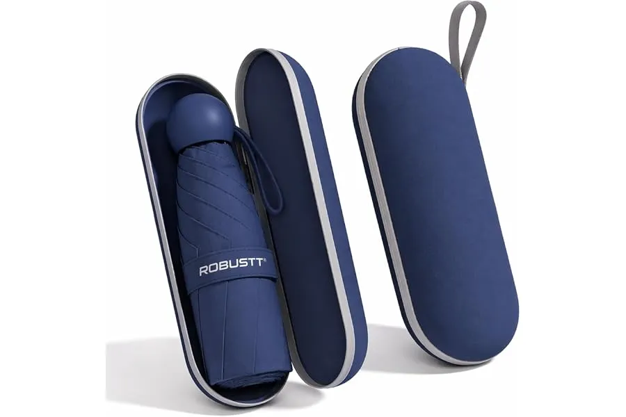 Robustt Capsule Mini Foldable Travel Umbrella | Dark Blue | UPF 50+ UV & Rain Protection | 3 Fo — Linkbiz SmartDeal's