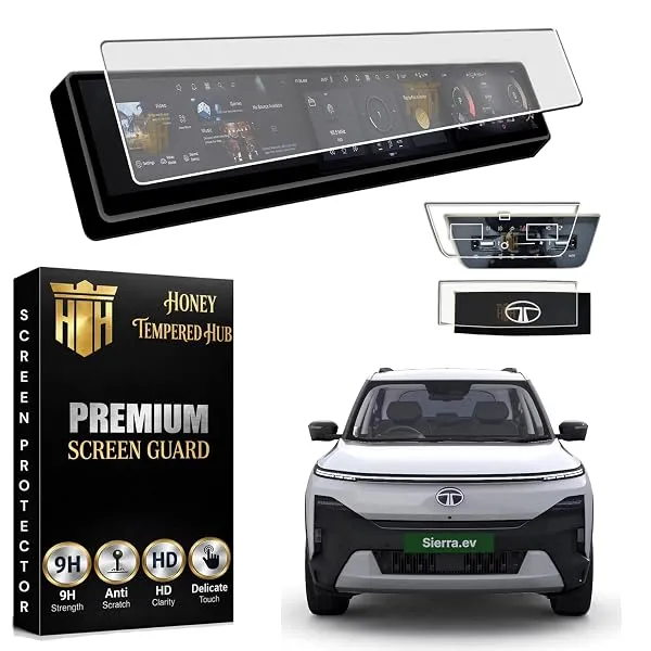 HONEY TEMPERED HUB ( MATTE ) Screen Guard For NEW TATA SIERRA EV 2026 /12.33 INCH INFOTAINMENT + INSTRUMENT CLUSTER + AC VENT + STEERING GUARD /Anti Scratch / Anti Fingerprint / si — Linkbiz SmartDeal's