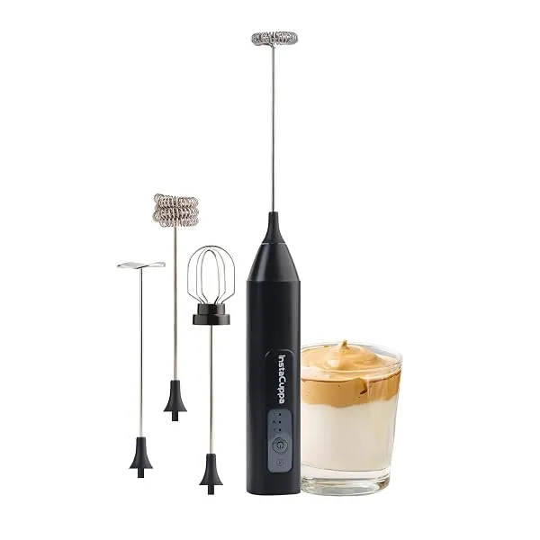 InstaCuppa Rechargeable Milk Frother for Busy Moms - 4 Whisks Beat Mix Froth, 3 Speed Settings, 30-Second Café Quality Coffee Foam Maker at Home — Linkbiz SmartDeal's