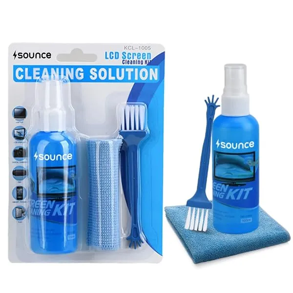 Sounce 3-in-1 Screen Cleaning Kit 100ml for Laptop, Mobile, TV, PC Monitor | 100ml screen cleaner spray, soft microfiber cloth and detailing brush, all in one box — Linkbiz SmartDeal's