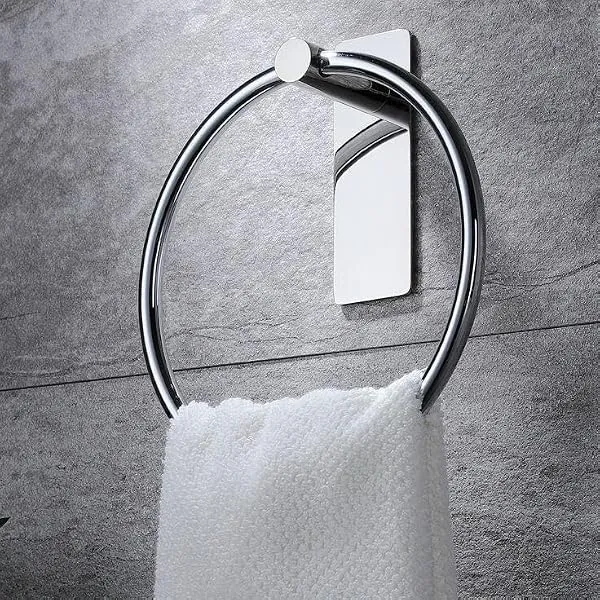 iSTAR Stainless Steel Self Adhesive Round Towel Ring | No Drilling Wall Mounted Bathroom Accessories | Durable Napkin Hand Towel Holder for Kitchen, Wash Basin, Home and Hotels — Linkbiz SmartDeal's