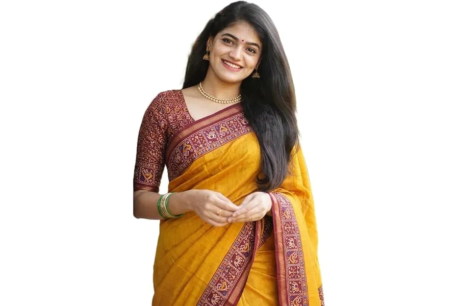 BILLORANI Woven Kanjivaram Printed Malmal Cotton Jari Border Saree (Available in 12 colours/des — Linkbiz SmartDeal's