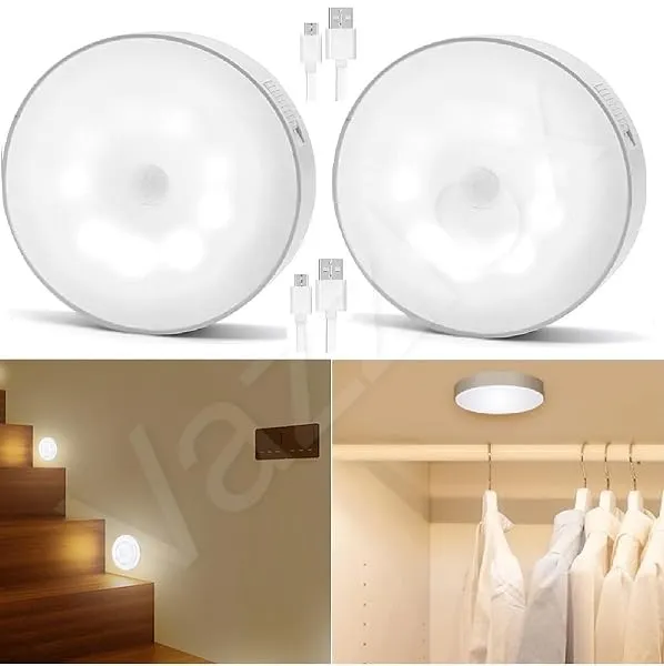 VazzLox Motion Sensor Light for Home (Pack of 2) with USB Charging Wireless Self Adhesive LED Body Induction Lamp Sensor Light for Wardrobe Lights with Sensor Night Light for Cupbo — Linkbiz SmartDeal's