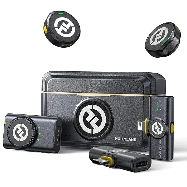 Hollyland Lark M2 Wireless Microphone for iPhone/Camera/Android/PC, 48kHz/24-bit High Fidelity Audio, 300m Range, Noise Cancelling, 40h Use, YouTube, Vlog, Streaming (2TX + 3RX + C — Linkbiz SmartDeal's