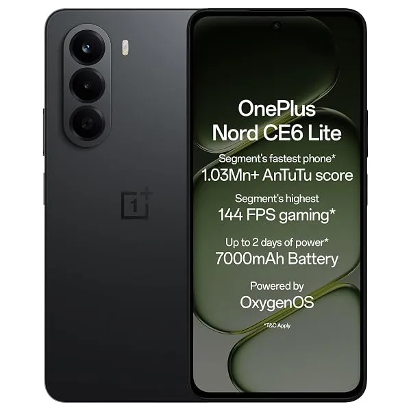 OnePlus Nord CE6 Lite | 8GB+128GB | Hyper Black | Segment's Fastest Dimensity 7400 Apex Processor | 7000mAh Battery | Segment's Highest 144Hz Refresh Rate | 50MP Main Camera, 4K Vi — Linkbiz SmartDeal's
