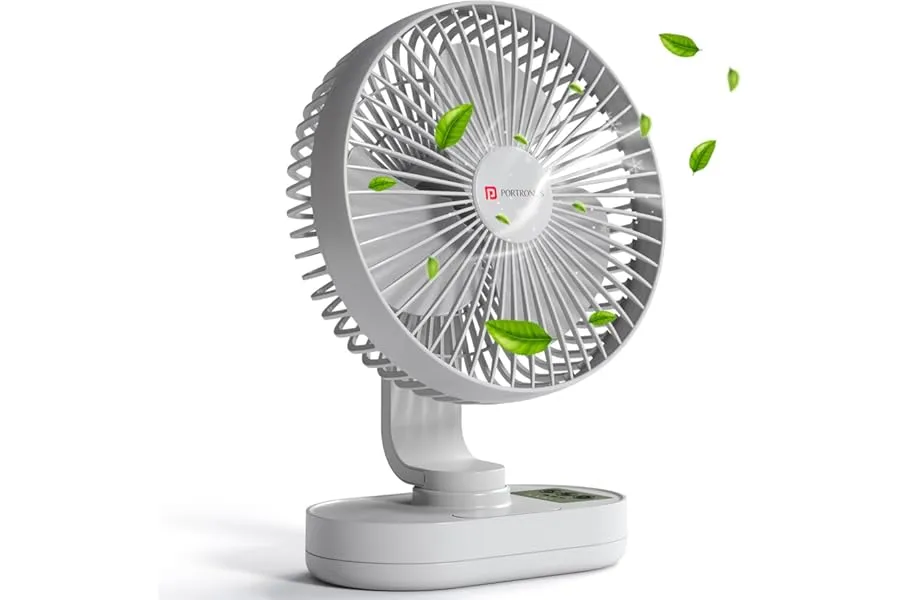 Portronics Airloop Portable & Rechargeable Desk Fan with Automatic 92° Oscillation, 6.1 Inch Bl — Linkbiz SmartDeal's