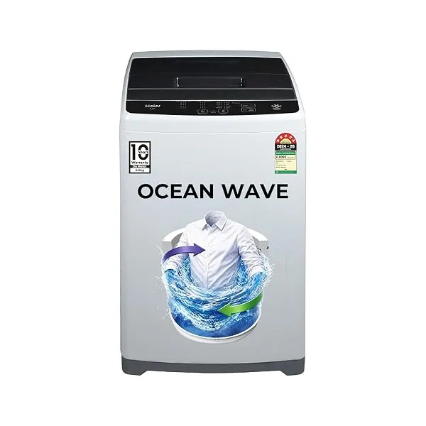 Haier 6 kg 5 Star Oceanus Wave Drum Washing Machine Fully Automatic Top Load (HWM60-AEN, Moonlight Silver) — Linkbiz SmartDeal's