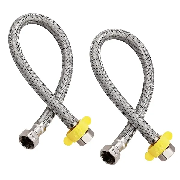 Ruhe® Connection Pipe | 304 Grade Stainless Steel Connection Pipe | Silver | Hose Pipe Suitable for Hot & Cold Mixer Faucets For Basins and Sinks, Geysers, and Flush Tanks | 24 Inc — Linkbiz SmartDeal's