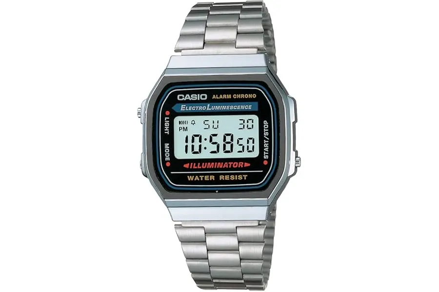 Casio Unisex Vintage A168WA-1WDF Black Digital Dial Silver Stainless Steel Band D131 — Linkbiz SmartDeal's