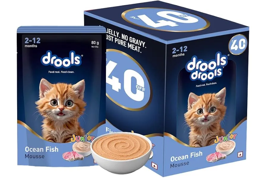 Drools Kitten Wet Mousse 80g Pack of 5, 400g | Ocean Fish Flavour | Rich in Protein, Hydrating — Linkbiz SmartDeal's