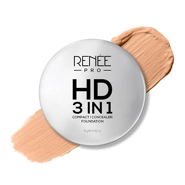 RENEE PRO HD 3 In 1 Compact,Concealer, Foundation - Crème, SPF 20, Matte Finish, High Coverage, Ultralight & Silky Smooth Finish, Enriched With Vitamin E, C & Aloe Vera - 9 Gm — Linkbiz SmartDeal's