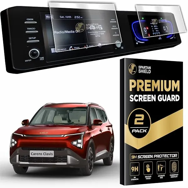 Spartan Shield {2 PACK Screen Guard For KIA CARENS CLAVIS 2025 || 8 Inch INFOTAINMENT & 10 INCH INSTRUMENT CLUSTER Protector || Carnes Car Display Accessories [NOT TEMPERED GLASS] — Linkbiz SmartDeal's