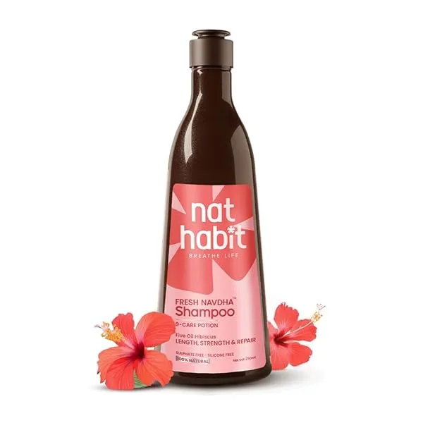 Nat Habit Hibiscus Navdha Shampoo for Hair Growth, Fermented Soy Gentle Cleanser for Long Thick Hair | Natural Shampoo with Amla For Women & Men, Sulfate Free| 250ml — Linkbiz SmartDeal's