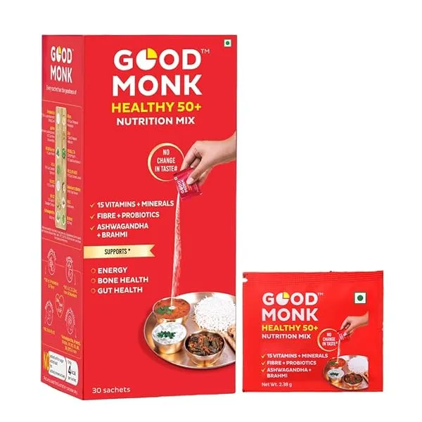 Good Monk Healthy 50+ Multivitamin for Senior Men & Women | For Energy, Bone & Gut Health | With Probiotics, Fibre, Ashwagandha, Vit. B12, C, D, Iron, Zinc | Add To Food - No Taste — Linkbiz SmartDeal's