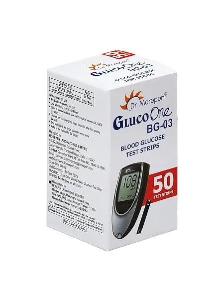 Dr. Morepen BG-03 Blood Glucose Test Strips, 50 Strips (Black/White)(Only Strips, No Glucometer) — Linkbiz SmartDeal's