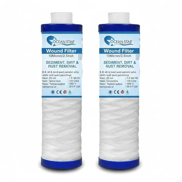 OCEAN STAR TECHNOLOGIES Pre Filter for Water Purifier, 9 inch PP Yarn Wound Filter (120 Grams) Threaded Candle Cartridge Pack of (2) — Linkbiz SmartDeal's