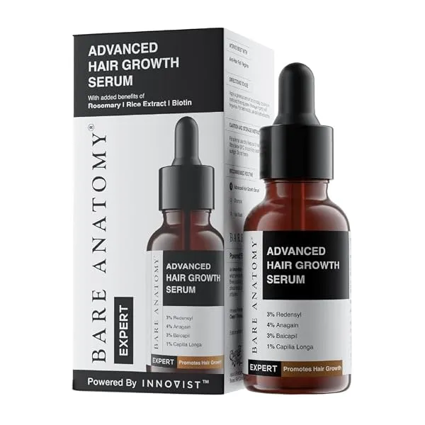Bare Anatomy Advanced Hair Growth Serum | 3% Redensyl, 4% Anagain, 3% Baicapil, 1% Capilia Longa, Rosemary, Biotin & Rice Extract | Hairfall control & Hair Density | Women & Men | — Linkbiz SmartDeal's