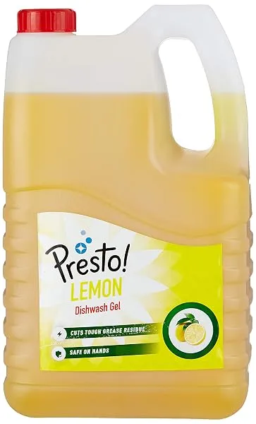 Amazon Brand - Presto! Dishwash Gel | Lemon | 5 Litre Refill Can | Dishwash Liquid | Cuts Through Grease | Safe On Hands — Linkbiz SmartDeal's