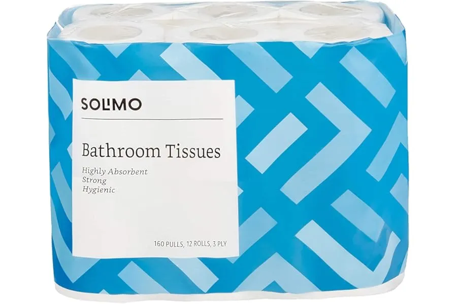 Amazon Brand - Solimo 3 Ply Toilet Paper Roll | 1920 Pulls | 160 Pulls X 12 Rolls | Soft And Hi — Linkbiz SmartDeal's