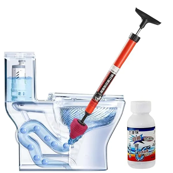 Aannie Plunger for Toilet with Drain Cleaner Powder, High Pressure Toilet Flush, Bathroom Kitchen Tub Plumbing Cleaning Tool, Drainage Block Remover Pump, Drain Cleaning Tool, Drai — Linkbiz SmartDeal's