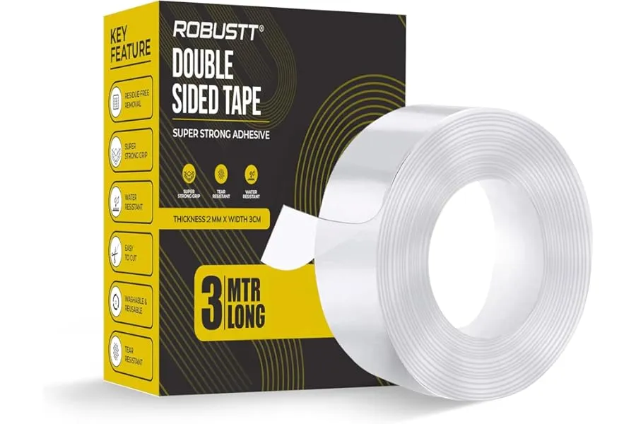 Robustt Double Sided Tape(Pack of 1) 3m x 3 Cm, Heavy Duty, Transparent IVY Grip Tape, Removabl — Linkbiz SmartDeal's