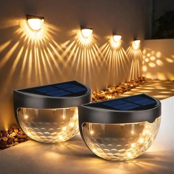 Gesto Solar Wall Lights Outdoor Waterproof IP65,Warm White Fence Light with Decorative Ray Lighting Effect, Auto ON/Off Dusk to Dawn, Garden Wall Lamp for Patio, Pathway, Deck,Balc — Linkbiz SmartDeal's
