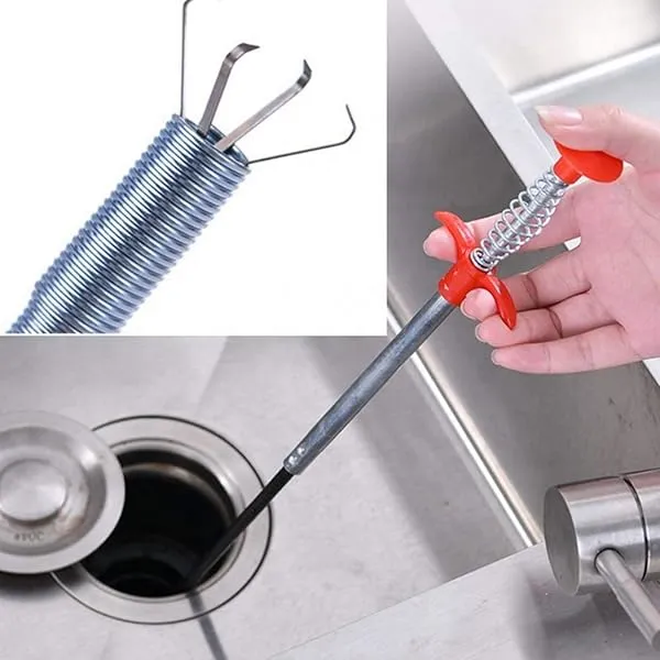 RIDHMIN Stainless Steel Hair Catching Claw Drain Sewer Cleaner Spring Wire Sink Pipe Dredge Cleaning Stick Drain Plunger Unblocked Kitchen Bath Basin Hair Remover Tool (160cm) — Linkbiz SmartDeal's