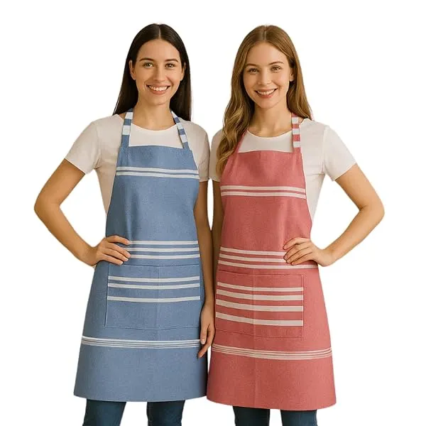 Värde Unisex Cooking Aprons | Waterproof Apron | Striped Design with 2 Front Pockets & Adjustable Neck Strap | Durable, Oil & Stain Resistant | Chef Apron for Cooking — Linkbiz SmartDeal's