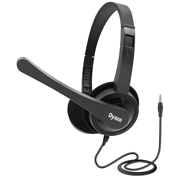 Dyazo Computer Wired Headphones | Headset with Mic | 3.5 MM Jack | Compatible for Laptops, PC, Notebooks (Black) — Linkbiz SmartDeal's