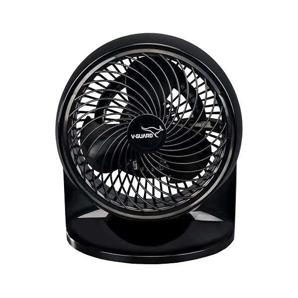 V-Guard Spinny Pro 180 mm Table & Wall Fan|ABS Body| 30 W|Black | 2100 RPM High-Speed Motor | 353 CFM Airflow | 3 Speed Settings | 90° Adjustable Tilt | Energy-Efficient|2-Year War — Linkbiz SmartDeal's