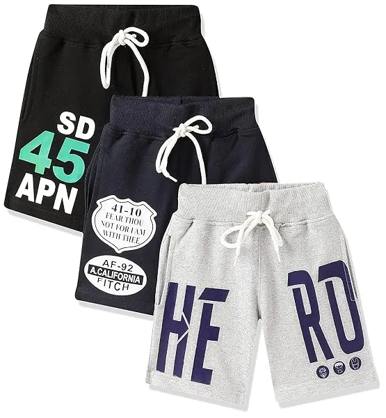 T2F Boys Cotton Printed Shorts with Two Side Pockets (Pack of 3) — Linkbiz SmartDeal's