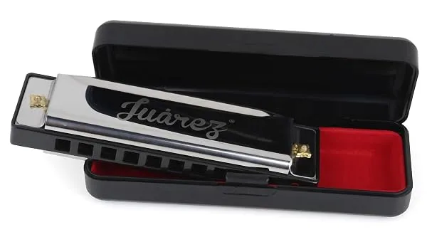 Juarez JRZ10HM Key C Diatonic Blues Harmonica 10 Hole 20 Tones with Case, Mouth Organ for Beginners, Students, Kids & Professionals, Silver — Linkbiz SmartDeal's
