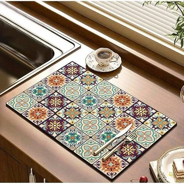 HomeCloud Dish Drying Mat for Kitchen Counter Hide Stain Super Absorbent, Non-Slip, Heat-Resistant, Great for Dishes,Rack Pad, Kitchen Counter, Coffee Maker, Coffee Item (Brown_Mul — Linkbiz SmartDeal's
