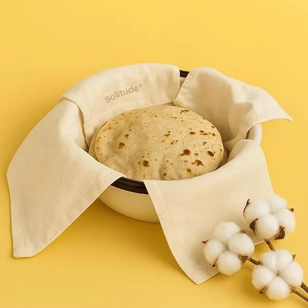Solitude Pack of 2 Cotton Roti Clothes Wrap with Flaps, Double Layer Cotton Cover for Chapati, Hot Case, Traditional Style Kitchen Chapati Wrap, Kitchen Roti Cover for Tiffin — Linkbiz SmartDeal's