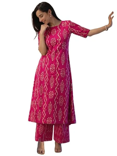 ANNI Designer Co Ord Set for Women Viscose Printed | A Line Kurta Palazzo Set for Woman | Round Neck Elbow Sleeve Ethnic Dress Stylish Coord Outfit Trendy Womens Clothing — Linkbiz SmartDeal's