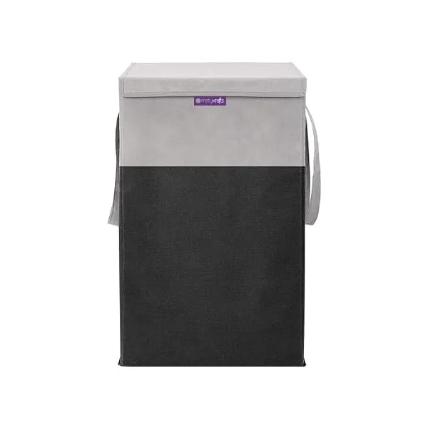PrettyKrafts 35 L Non Woven Rectangular Foldable Large Laundry Bag/Basket With Lid & Handles, Freestanding Clothes Storage Organizer for Bedroom, Dorm (30x30x40cm, Black, Set of 1) — Linkbiz SmartDeal's
