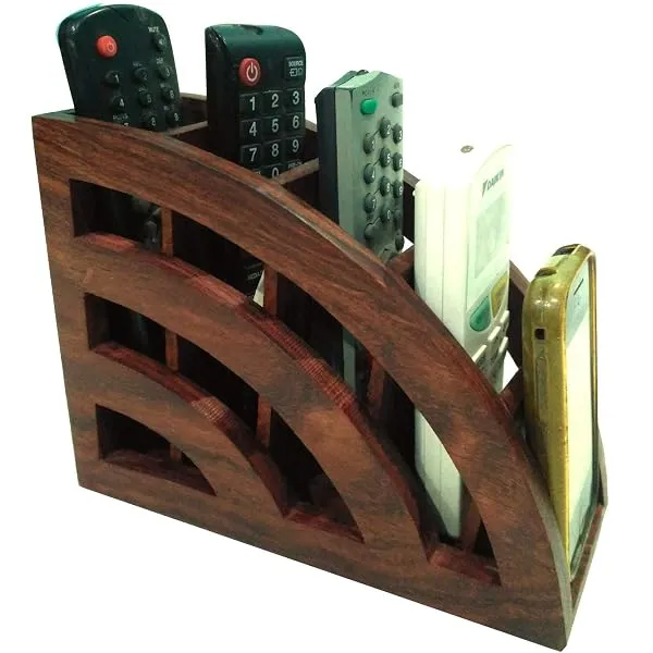 AS HOME CRAFT Handcrafted Wooden Remote Stand - Medium Size, Brown, Inside | Inside — Linkbiz SmartDeal's